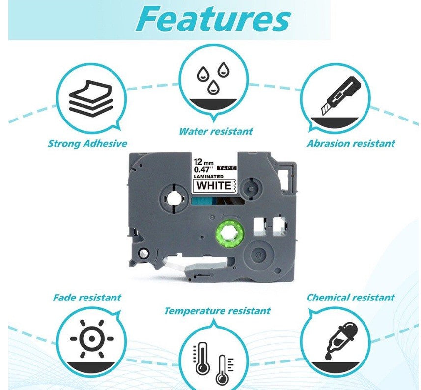 Compatible Brother Label Tape brother printer tape tze131 TZE631 TZe-231 tze231 Laminated Tape 6mm 9mm 12mm